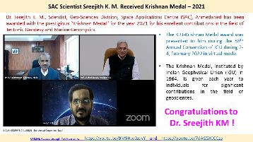 SAC Scientist Sreejith K. M. Received Krishnan Medal – 2021
